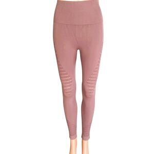 Mauve Pink Breathable Mesh Cutout Activewear Compression Leggings ~ SMALL